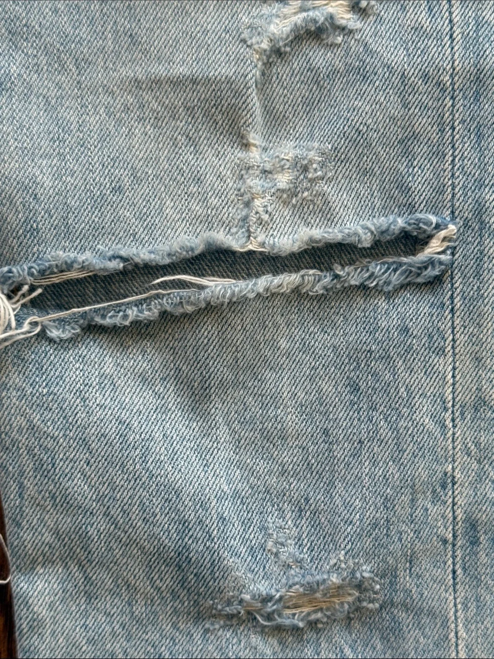 Agolde Jamie Light Wash Ripped Straight Jeans, size 24